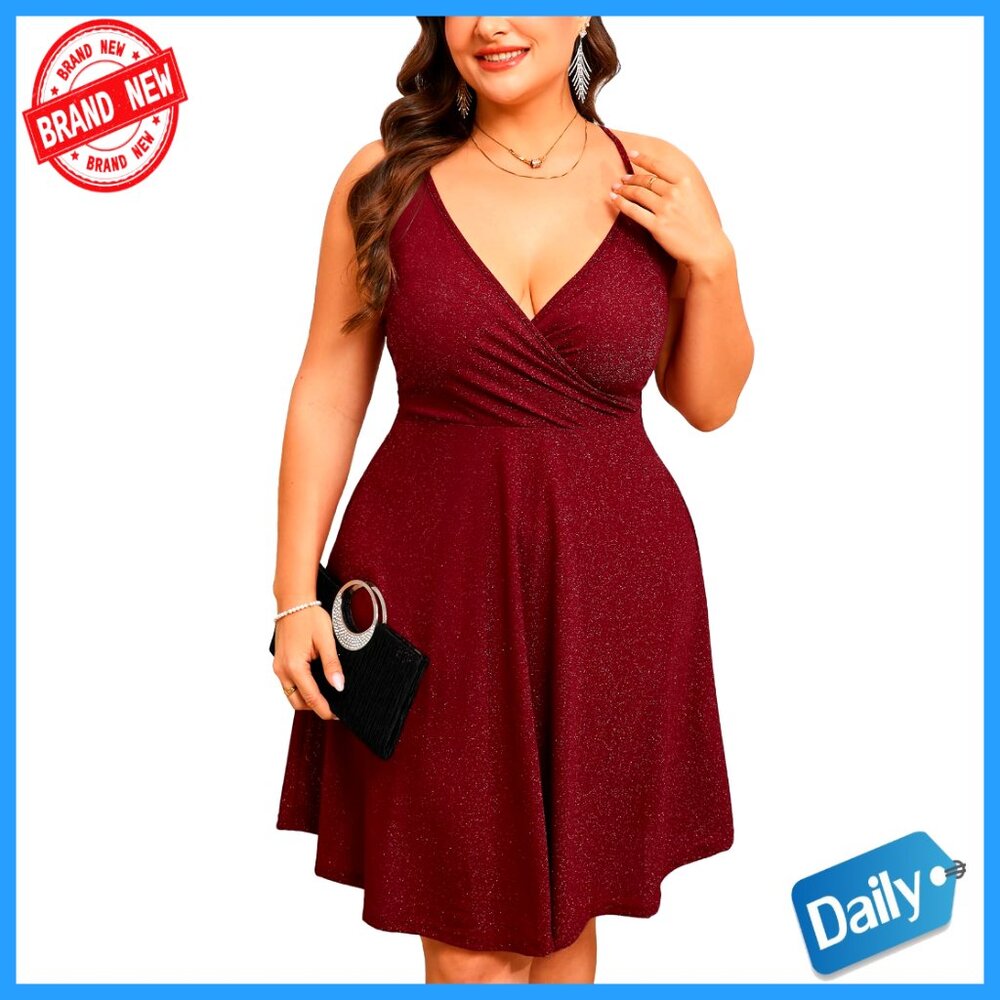 Sparkly Glitter Sleeveless Wrap Mini Dress A-Line Sexy Party Cocktail